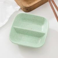 10 stuks keuken accessoires 2 in 1 kruiden saus gerechten tarwestro salade schotel Bowl servies kruiden schotel koken tools (groen) - thumbnail