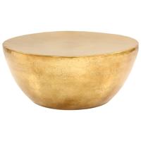 Salontafel 70x30 cm gehamerd aluminium messingkleurig - thumbnail