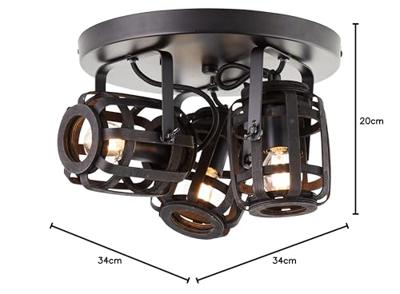 Brilliant SpotsWoodrow 3-lichts antiek zwart - 99403/76