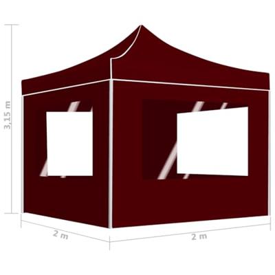 VidaXL Partytent inklapbaar met wanden 2x2 m aluminium bordeauxrood