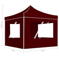 VidaXL Partytent inklapbaar met wanden 2x2 m aluminium bordeauxrood - thumbnail
