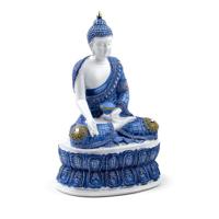 Wit & Blauw Thaise Boeddha Lotus - thumbnail