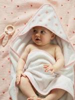 Personaliseerbare badcape en washandje KNOPEN wit, bedrukt - thumbnail