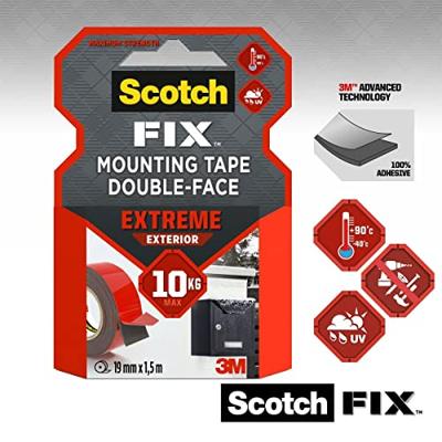 Dubbelzijdig plakband Scotch extreme 19 mm x 5 m Grijs