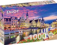 Ghent at Twilight - België Puzzel 1000 Stukjes - thumbnail