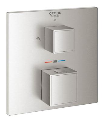 Opbouwdeel GROHE Grohtherm Cube Met Omstel (Hoofddouche / Handdouche) Supersteel Opbouwdeel GROHE Grohtherm Cube Met Omstel (Hoofddouche / Handdouche) Supersteel