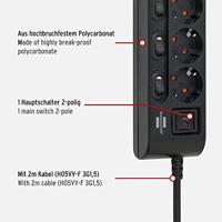 Brennenstuhl 1153110116 power uitbreiding 2 m 6 AC-uitgang(en) Binnen Zwart - thumbnail