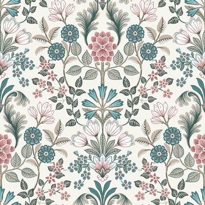 Dutch Wallcoverings Behang Escapade Bloem Beige/Groen/Rood A414-10