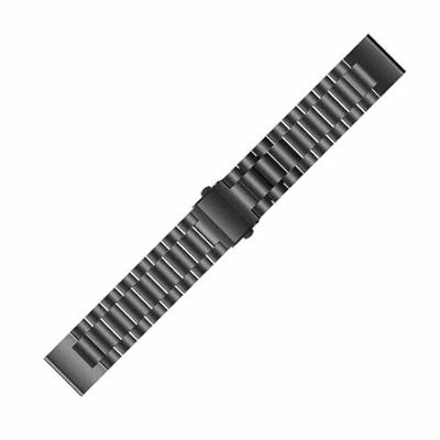 By Qubix - Stalen schakelband - Zwart - Compatible met Garmin Fenix 8-47mm - Compatible Garmin bandje - Bandbreedte: 22mm