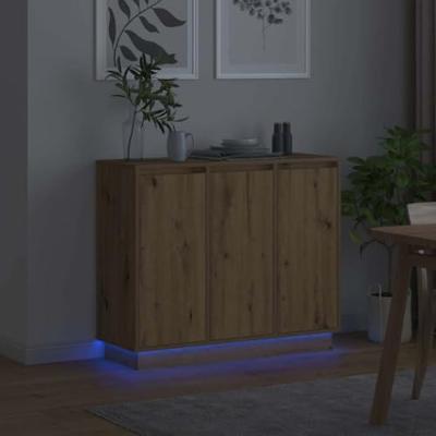 LED Sideboard Artisan Eiken 90 x 32 x 75 cm Bewerkt hout