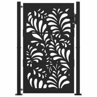 Poort met golfontwerp 105x155 cm staal zwart - thumbnail