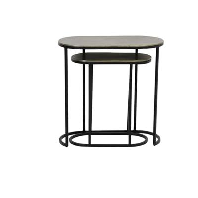 Light & Living Bijzettafel 'Bocov' Set van 2 stuks max, antiek brons-zwart