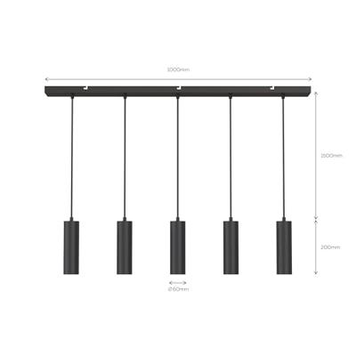 Pendel 5-Lichts hanglamp GU10 Zwart Pendel 5-Lichts hanglamp GU10 Zwart