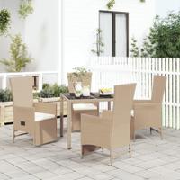 5-delige Tuinset met kussens poly rattan beige - thumbnail