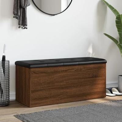 Opbergbankje 102x42x45 cm bewerkt hout bruin eikenkleur