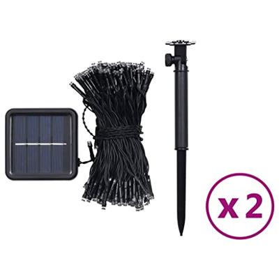 VidaXL Lichtsnoeren 2 st met 2x200 led&apos;s solar binnen/buiten koudwit