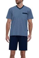 Gotzburg shortama V-hals blauw met print - thumbnail