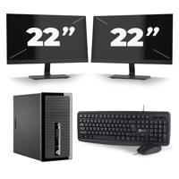 HP ProDesk 400 G3 Micro Tower - Intel Core i5-6e Generatie - 8GB RAM - 256GB SSD - Windows 11 + 2x 22 inch Monitor - thumbnail