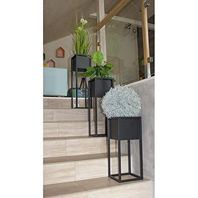 H&S Collection bloempot op standaard 50 cm metaal zwart