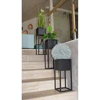 H&S Collection bloempot op standaard 50 cm metaal zwart - thumbnail