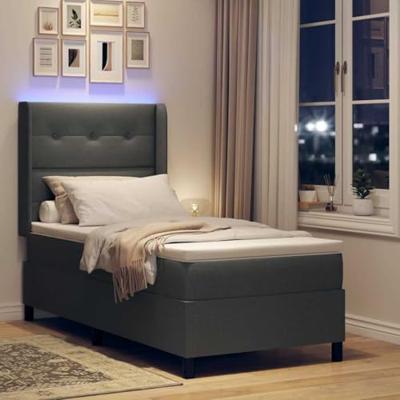 Boxspringbed met matras en LED stof lichtgrijs 100x200 cm