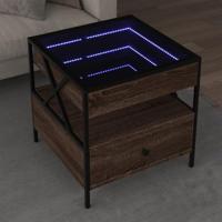 Salontafel met Infinity LED 50x50x51 cm bruin eikenkleurig - thumbnail