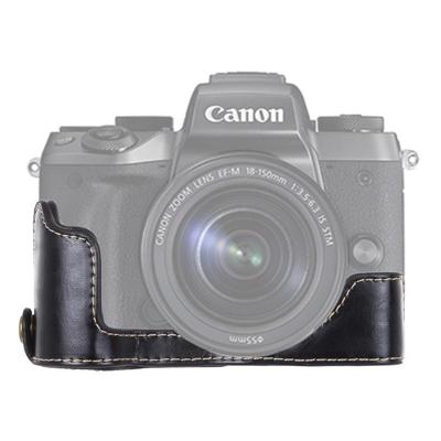 1/4 inch draad PU leder Camera Half Case Base voor Canon EOS M5(Black)