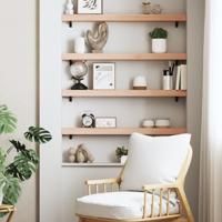 Wandschap 100x10x6 cm onbehandeld massief eikenhout - thumbnail