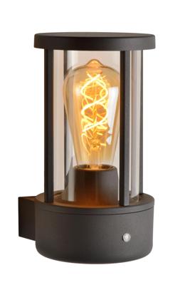 Lucide LORI - Wandlamp Binnen/Buiten - Ø 12 cm - 1xE27 - IP44 - Dag/nacht sensor - Antraciet Lucide LORI - Wandlamp Binnen/Buiten - Ø 12 cm - 1xE27 - IP44 - Dag/nacht sensor - Antraciet