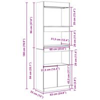 Hoge kast 92x33x180 cm bewerkt hout gerookt eikenkleurig - thumbnail