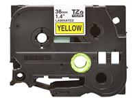 Brother Gloss Laminated Labelling Tape - 36mm, Black/Yellow - thumbnail