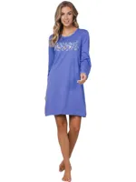 Rebelle dames nachthemd lange mouw -Blauw - thumbnail