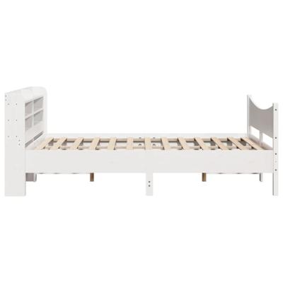 Bedframe met hoofdbord massief grenenhout wit 120x190 cm - thumbnail