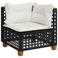 9-delige Loungeset met kussens poly rattan zwart - thumbnail