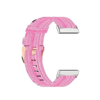 Fitbit Versa 3/4 & Sense 1/2 Canvas nylon bandje - Roze Fitbit Versa 3/4 & Sense 1/2 Canvas nylon bandje - Roze