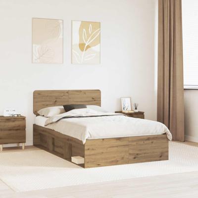 Bedframe Ambachtelijk eiken 120 x 190 cm Massief grenenhout