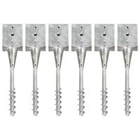 Grondpinnen 6 st 12x12x56 cm gegalvaniseerd staal zilverkleurig - thumbnail