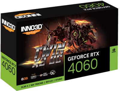 Inno 3D Nvidia GeForce RTX 4060 Videokaart Twin X2 8 GB GDDR6-SDRAM PCIe x8 DisplayPort, HDMI Overclocked Inno 3D Nvidia GeForce RTX 4060 Videokaart Twin X2 8 GB GDDR6-SDRAM PCIe x8 DisplayPort, HDMI Overclocked
