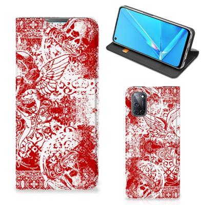 Mobiel BookCase OPPO A52 | A72 Angel Skull Rood Mobiel BookCase OPPO A52 | A72 Angel Skull Rood