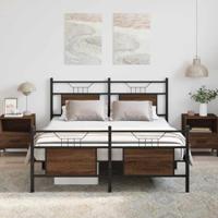 Bedframe zonder matras bewerkt hout bruin eikenkleur 137x190 cm - thumbnail
