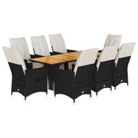 9-delige Tuinset poly rattan zwart - thumbnail