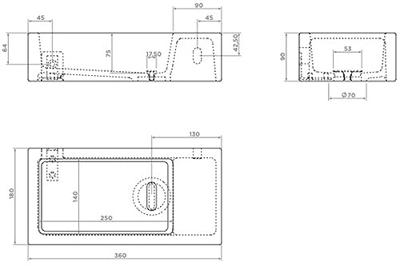 Clou Vale fontein 38 cm met kraangat rechts mat mosterd keram CL/03.34161.01.R