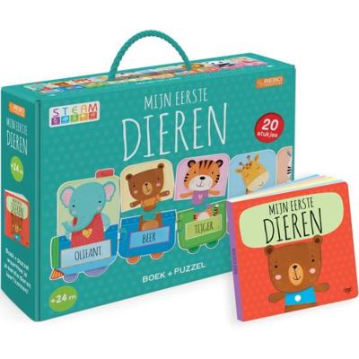 Rebo Publishers Mijn eerste dieren puzzeltrein + boek | 2 stuks Rebo Publishers Mijn eerste dieren puzzeltrein + boek | 2 stuks