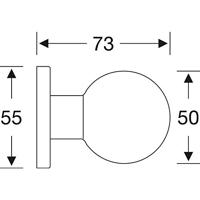 Deurknop bolmodel vast op rozet ASL rvs - thumbnail