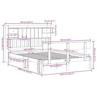 Bed met boekenkast zonder matras massief grenenhout 160x200 cm - thumbnail