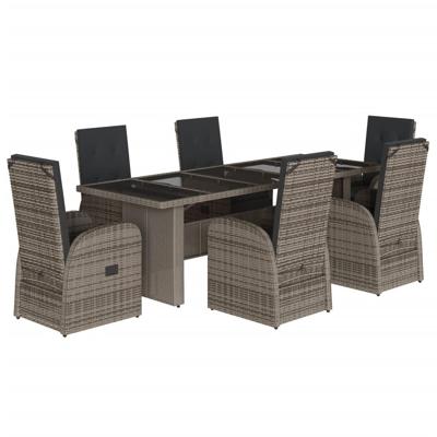 7-delige Tuinset met kussens poly rattan grijs - thumbnail