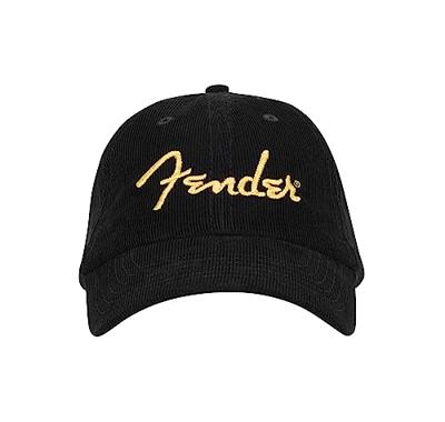 Fender Gold Spaghetti Logo Corduroy Baseball Hat Black Fender Gold Spaghetti Logo Corduroy Baseball Hat Black