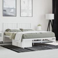 Bedframe met hoofdbord metaal wit 160x200 cm - thumbnail