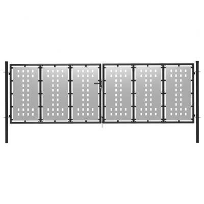 vidaXL Poort 400x75 cm staal zilverkleurig