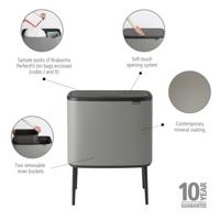 Brabantia Bo Touch Bin Afvalemmer 11 + 23 L - Mineral Concrete Grey - thumbnail